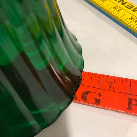 Forest Green Ribbed Flared Glass Flower Vase -NAPCO - Picture 5 of 9